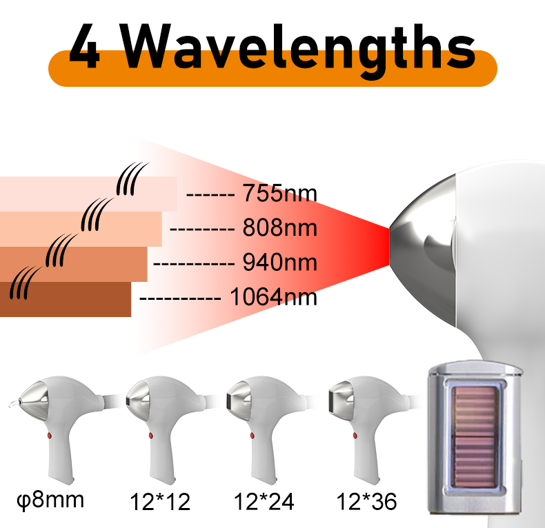 4 wave laser hair removal with 755nm 808nm 940nm 1064nm 